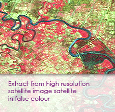 Extract from high resolution satellite image (satellite in false colour)